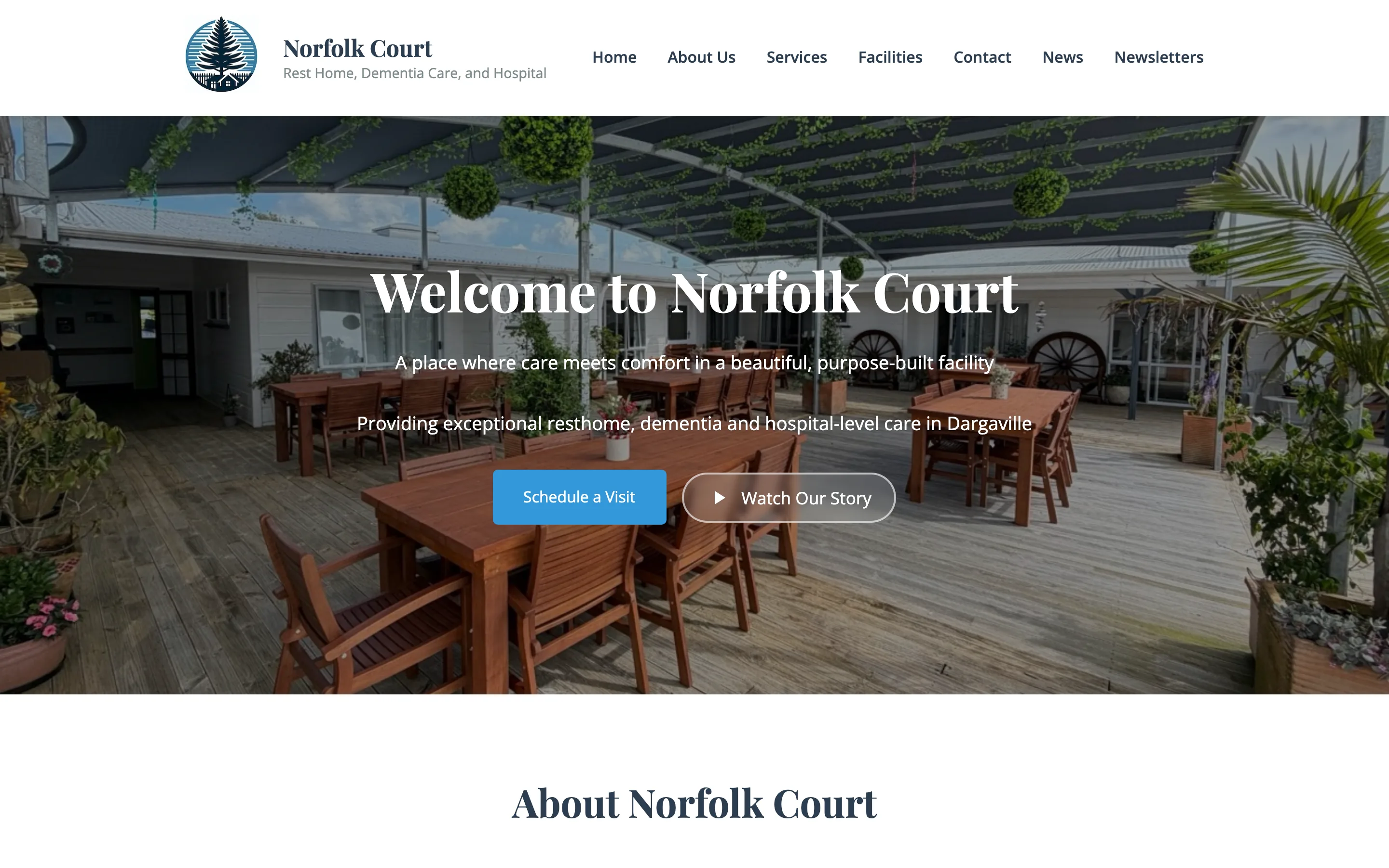 The Norfolk Court Resthome website home page.